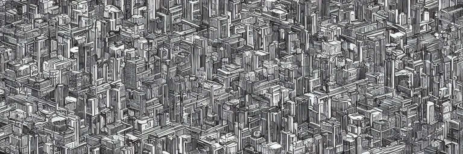 Image similar to high detail digital art of a huge bustling city
