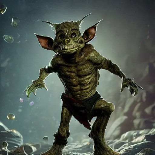 Image similar to full body pose, hyperrealistic photograph of a goblin rockstar, dim volumetric lighting, 8 k, octane beautifully detailed render, extremely hyper detailed, intricate, epic composition, cinematic lighting, masterpiece, trending on artstation, very very detailed, stunning, hdr, smooth, sharp focus, high resolution, award, winning photo, dslr, 5 0 mm