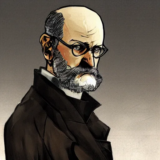 Image similar to sigmund freud in the style of yoji shinkawa