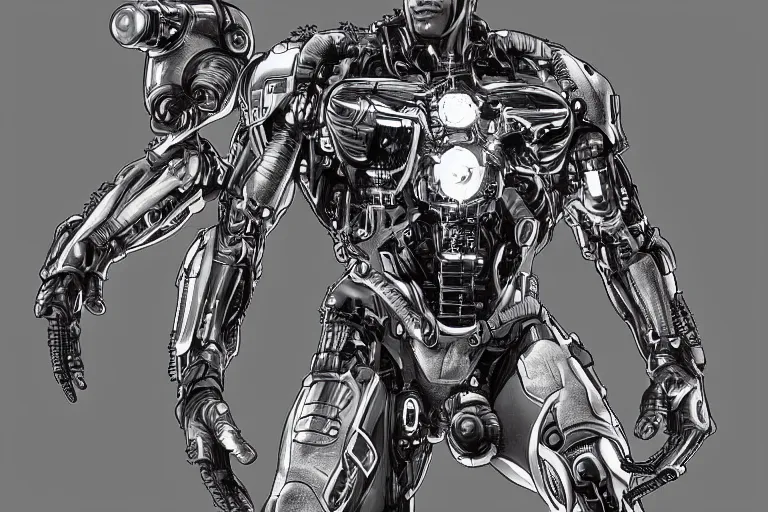 Image similar to “ a extremely detailed stunning drawings of cyborg by allen william on artstation ”