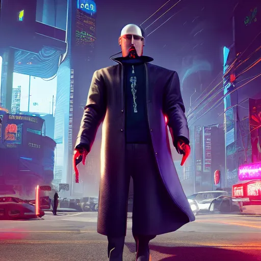 Image similar to cybernetic Amish man. Cyberpunk 2077. CP2077. 3840 x 2160