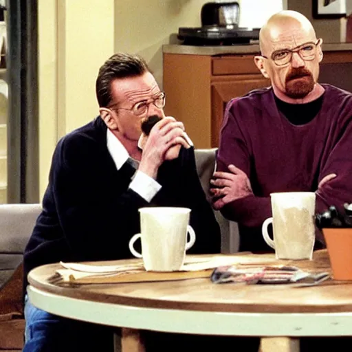 Image similar to Photo of Walter White on Friends TV show, realistic, HD,