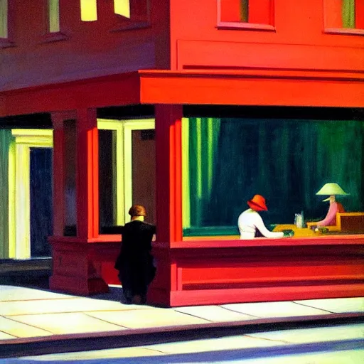 Image similar to guilt, in the style of edward hopper