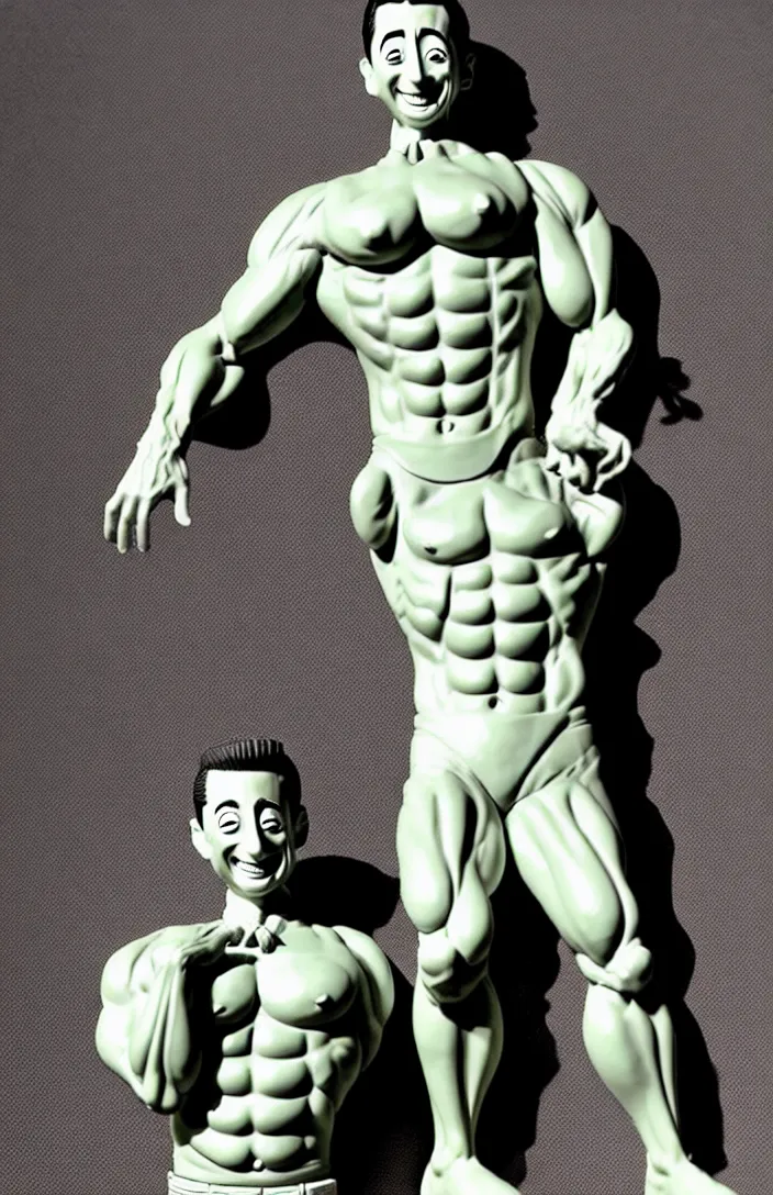 Image similar to heroic, muscular stone sculpture of pee - wee herman