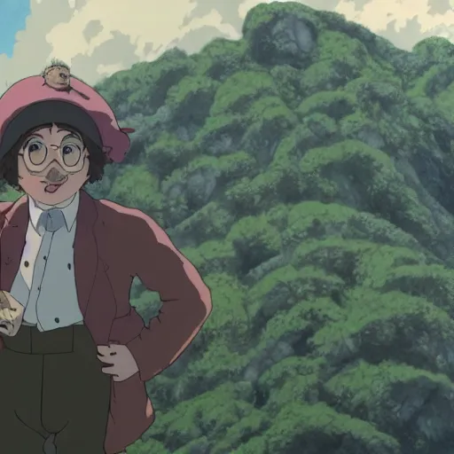 Image similar to A still of Sam Hyde in Howl's Moving Castle, in the style of studio ghibli, rule for thirds, sigma male, cinematic