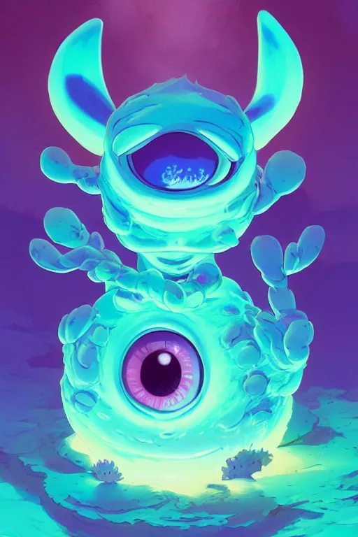 Image similar to smurf ghost creature animal sushi cristal very big eye roots cactus elemental flush of force nature micro world fluo fishscale, behance hd by jesper ejsing, by rhads, makoto shinkai and lois van baarle, ilya kuvshinov, rossdraws radiating a glowing aura global illumination ray tracing hdr