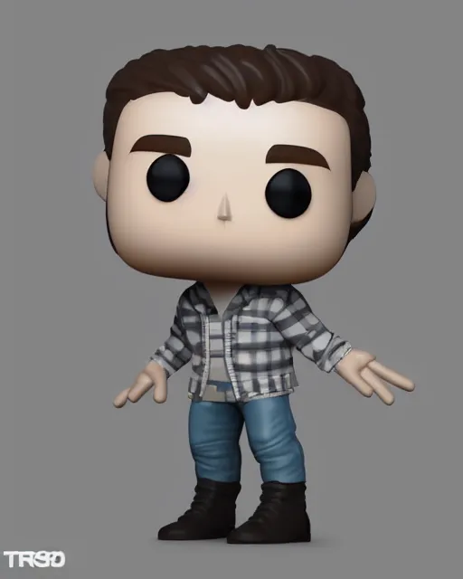 Image similar to full body 3d render of trymacs as a funko pop, studio lighting, white background, blender, trending on artstation, 8k, highly detailed