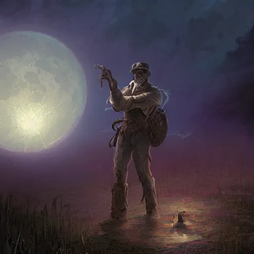 Prompt: under a raging moon, Darrell K Sweet, artstation, concept art, digital art, mysterious