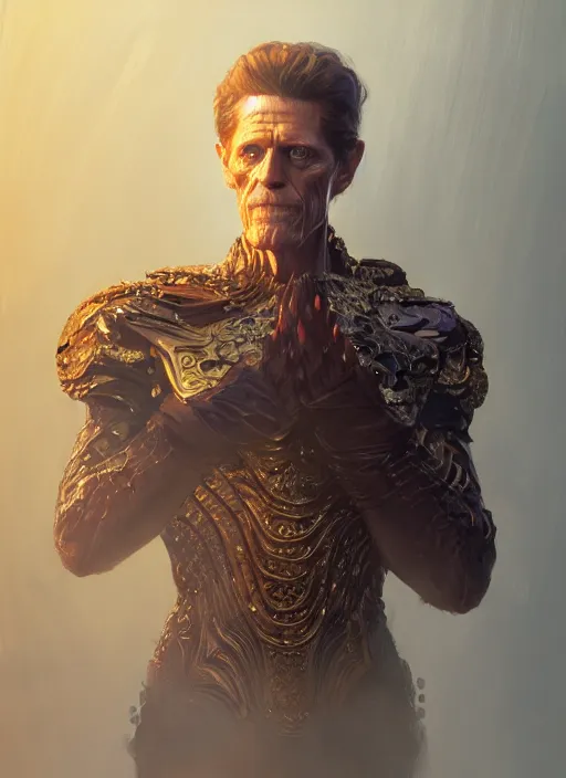 Image similar to williem dafoe as oscar diggs, intricate, d & d, fantasy, art nouveau, digital painting, trending on artstation, sharp focus, illustration, global illumination, ray tracing, art by artgerm and greg rutkowski and ruan jia