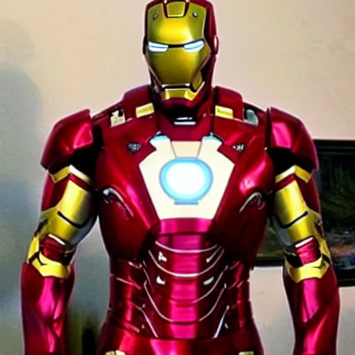 Prompt: the rock dressed as iron man