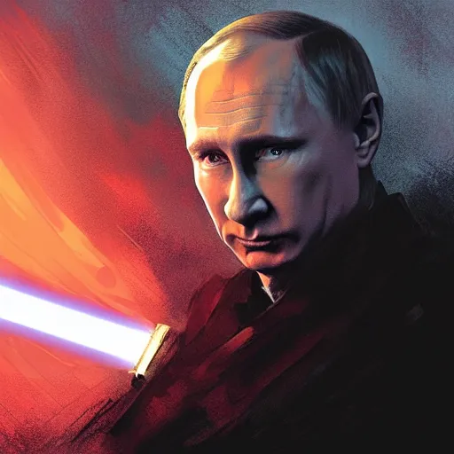 Prompt: Putin as Dark Lord of the Sith by Greg Rutkowski