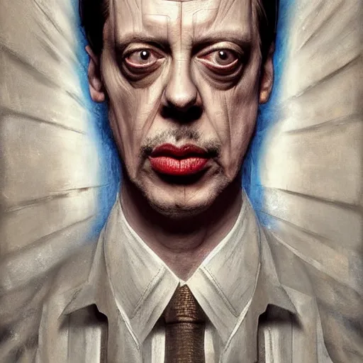 Prompt: hyperrealistic mixed media high resolution painting of Steve Buscemi Hellraiser, stunning 3d render inspired art by Jamie Salmon and Greg Rutkowski, perfect facial symmetry, dim volumetric lighting, 8k octane beautifully detailed render, full body shot, post-processing, extremely hyper-detailed, intricate, epic composition, highly detailed attributes, highly detailed atmosphere, cinematic lighting, masterpiece, trending on artstation, very very detailed, masterpiece, stunning, flawless completion, lifelike texture, perfection,