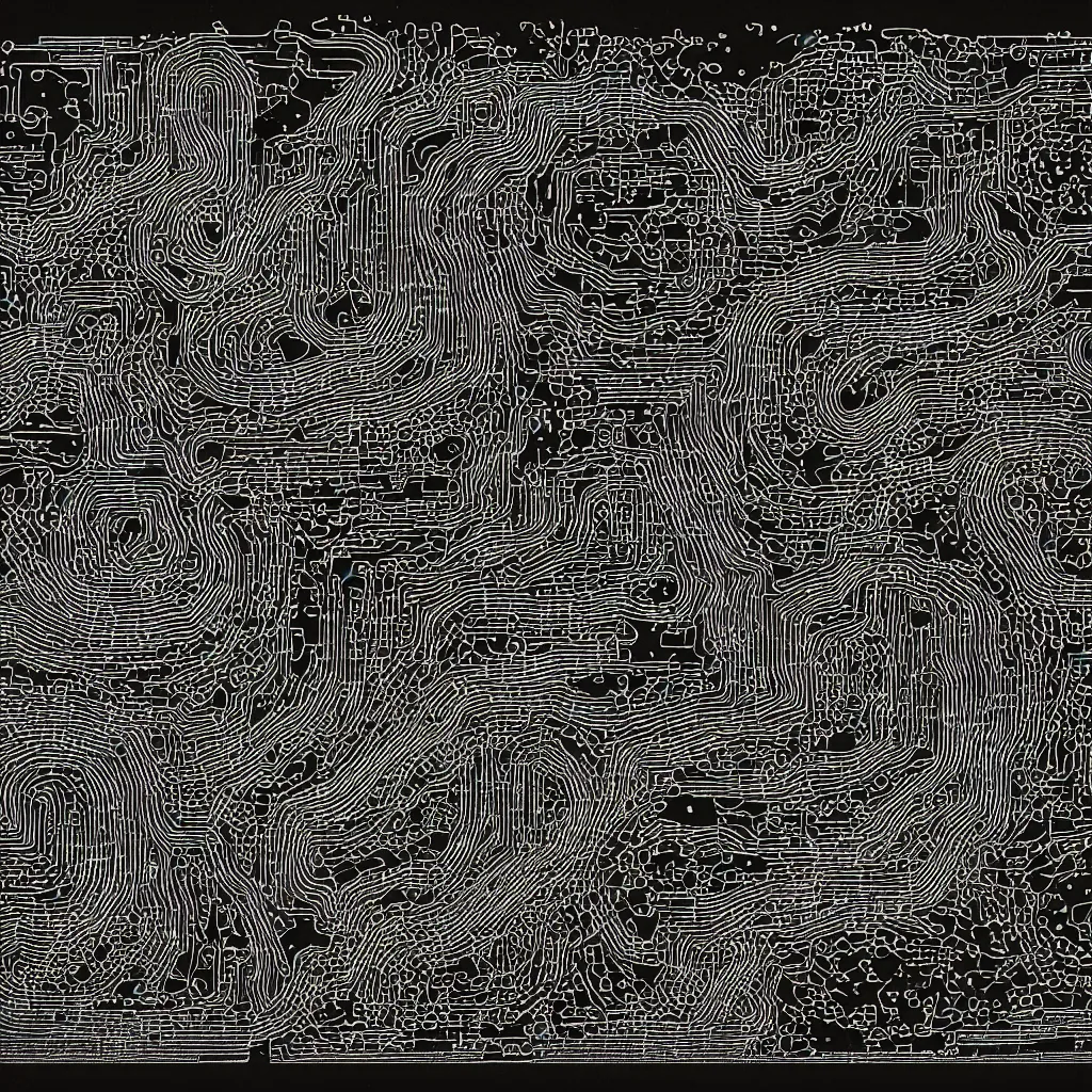 Image similar to toads, toad, ascii, mechanical artwork, technical, abstract, acrylic, oil, circuit board, clay, lines, vektroid, dots, drips, dimensions, tears, leaks, glitches, geometry, data, datamosh, motherboard, minimal, vinyl, code, cybernetic, painting, dark, eerie, cyber