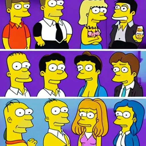 Prompt: the cast of friends in the simpsons