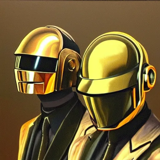 Image similar to Daft Punk as painted by Michaelangelo