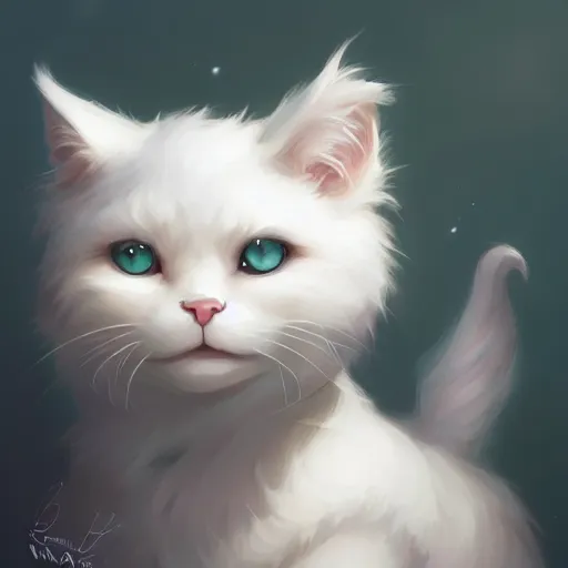 Image similar to a portrait of a beautiful white fluffy cat with yellow eyes, art by lois van baarle and loish and ross tran and rossdraws and sam yang and samdoesarts and artgerm, digital art, highly detailed, intricate, sharp focus, Trending on Artstation HQ, deviantart, unreal engine 5, 4K UHD image