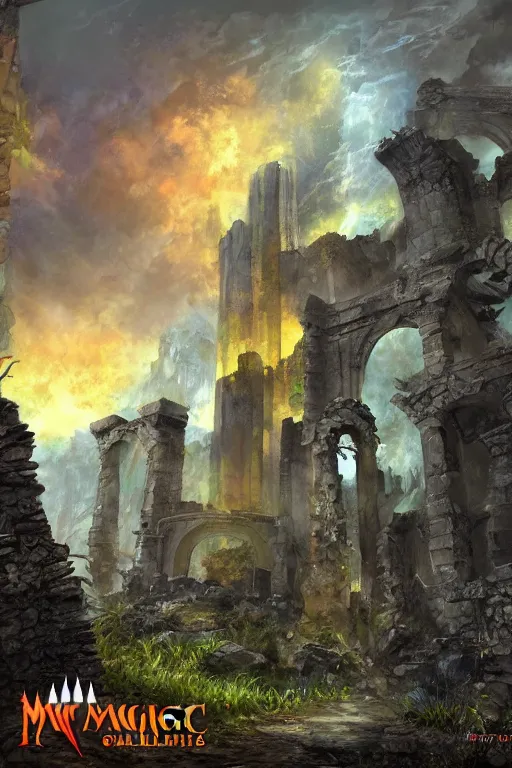 Image similar to digital painting detailed ruins magic the gathering by Cliff Childs