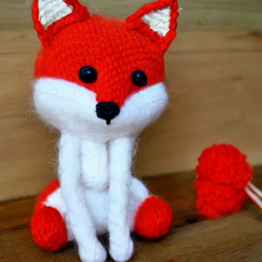 Image similar to cute fox made of yarn