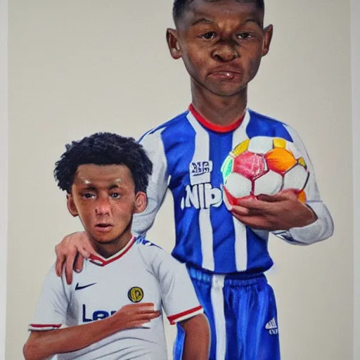 Prompt: small mixed race child being told he isnt good enough to play for leeds. art station, highly detailed portrait
