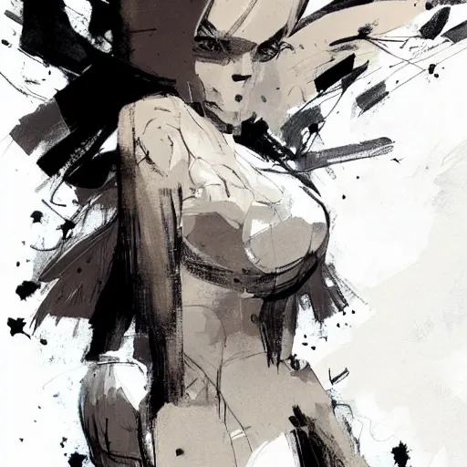 Image similar to character design concept by ashley wood, exquisite graphic art on a plain background, graphic novel cover art