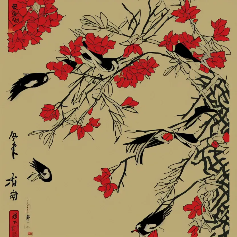 Image similar to hanafuda, tsuru design, front game card, vector line art, trending on artstation, concept art, stunning, matte