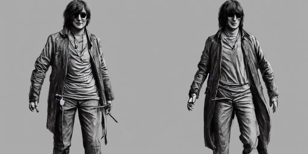 Image similar to john lennon, character sheet, concept design, contrast, hot toys, kim jung gi, greg rutkowski, zabrocki, karlkka, jayison devadas, trending on artstation, 8 k, ultra wide angle, pincushion lens effect