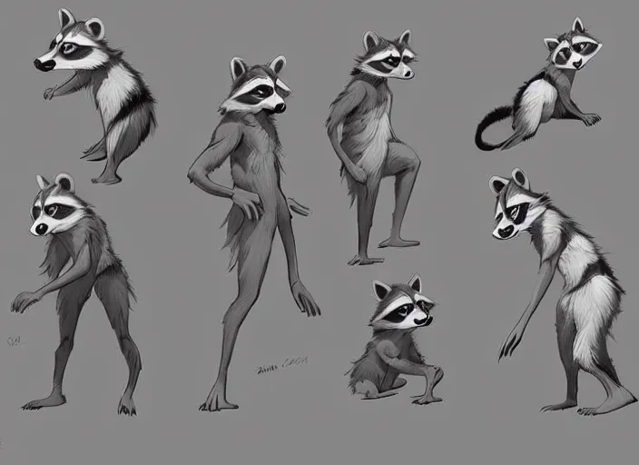 Image similar to lovely raccoon in the style of don bluth, beautiful artwork, shading, high quality cartoon model sheet. greg rutkowski detailed