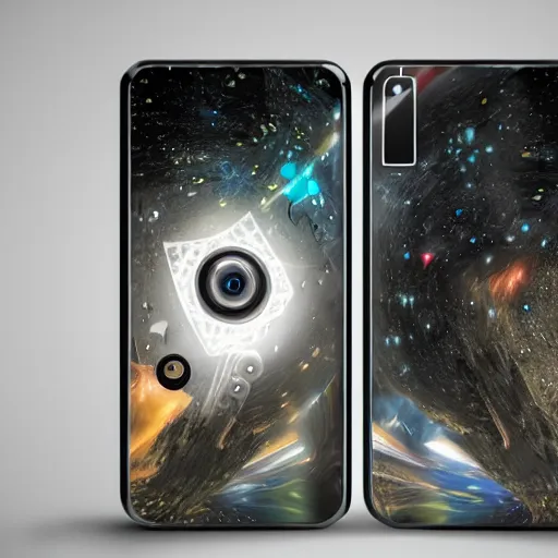 Image similar to phone that is a portal to another dimension, high detail, concept art, computer art