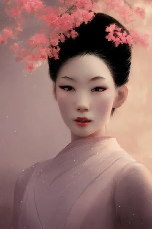 Image similar to geisha prima ballerina, gorgeous, ethereal, close-up portrait, intricate, elegant, volumetric lighting, scenery, digital painting, highly detailed, artstation, sharp focus, illustration, concept art, ruan jia, steve mccurry