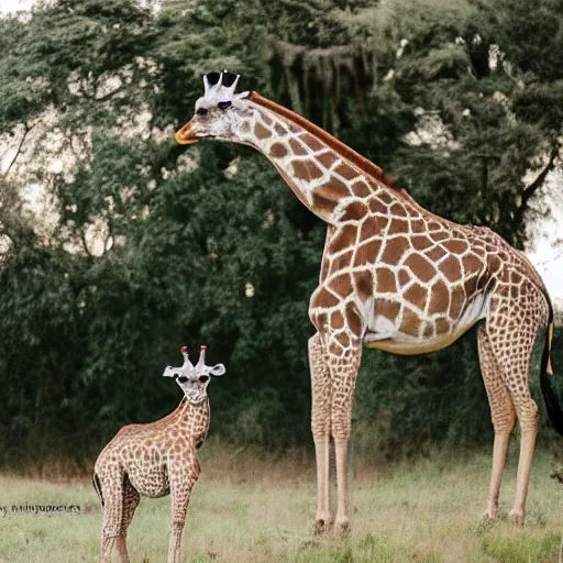 Prompt: a Giraffe-Pug Hybrid, A Giraffe that looks like a pug, huge tusks, afternoon hangout, good times photograph, candid