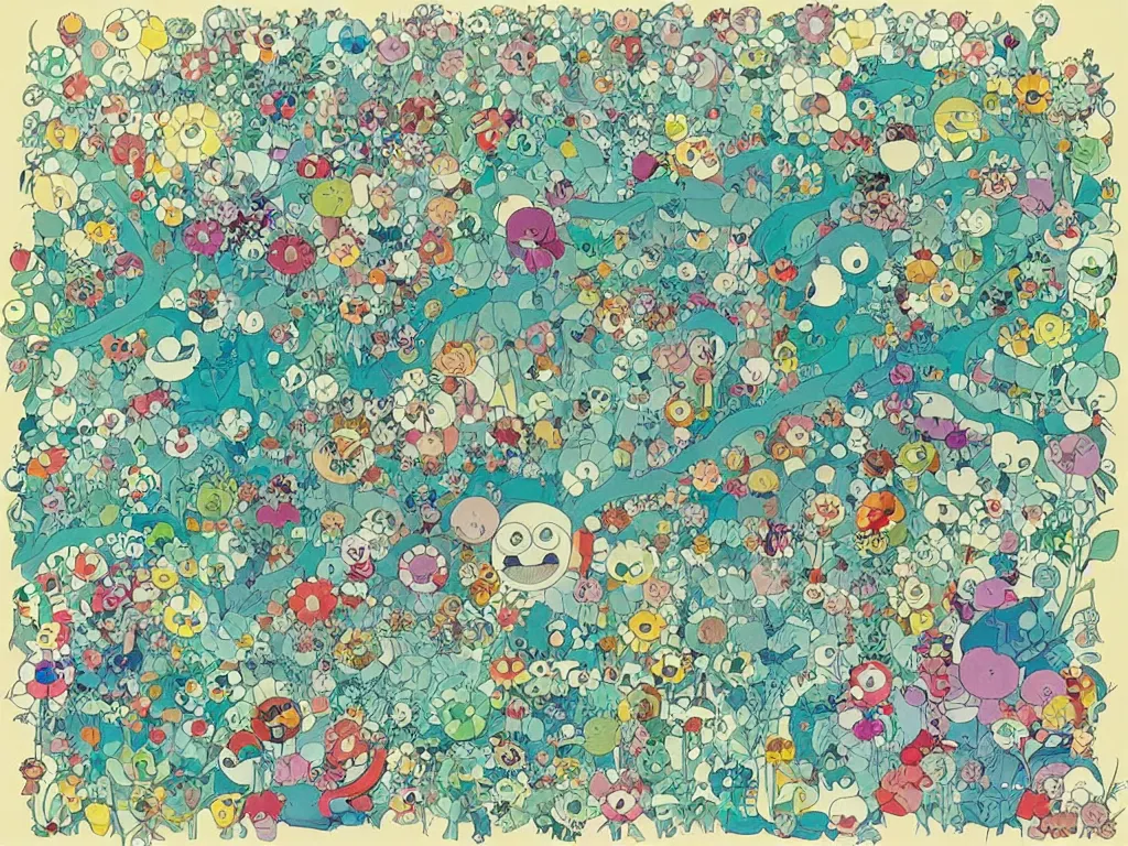 Prompt: colorful blueprint sideview of a fairytale forest, illustration, concept art, colorful, beautiful, studio ghibli, hayao miyazaki, takashi murakami, alfons mucha, manga, cute and adorable