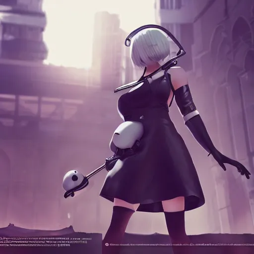 Image similar to 2B nier automata in team fortress 2, detailed, artstation, concept art, Unreal Engine 5, gameplay screenshot, 8K