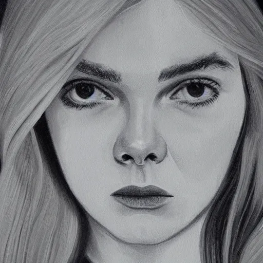 Image similar to professional painting of Elle Fanning in the style of Howard Chaykin, head and shoulders portrait, symmetrical facial features, smooth, sharp focus, illustration, intricate, stormy weather, extremely detailed masterpiece,