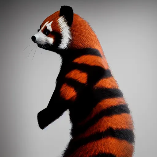 Image similar to woman dress as redpanda, cinematic lighting, various refining methods, micro macro autofocus, ultra definition, award winning photo