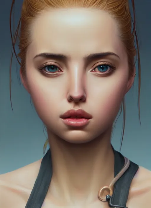 Image similar to hyper realistic zoomed out portrait of ana de armas in the fifth element, by hsiao ron cheng, ngai victo, nivanh chanthara jean delville wlop and dougherty patrick, trending on artstation, soft light