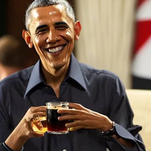 Image similar to obama drunk drinking rakija catching pokemon