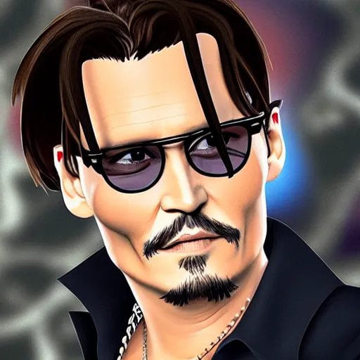 Prompt: johnny depp as an animated character