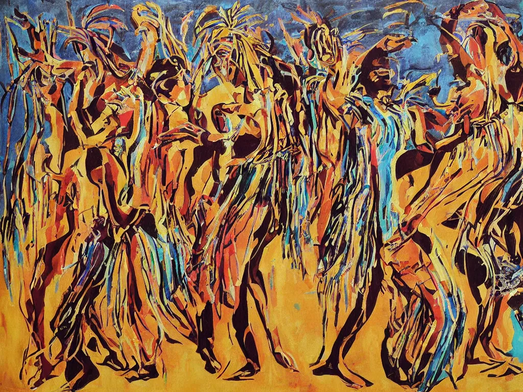 Prompt: surreal, tribal dance, art byphil tyler, dali