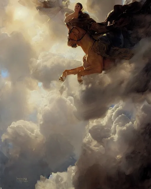 Image similar to beautiful detailed expressive impressionistic oil painting portrait of ancient roman god emperor steve buscemi ascending into the clouds wearing the civic crown, renaissance painting, art by anders zorn, wonderful masterpiece by greg rutkowski, expressive brush strokes, beautiful cinematic light, american romanticism by greg manchess, jessica rossier