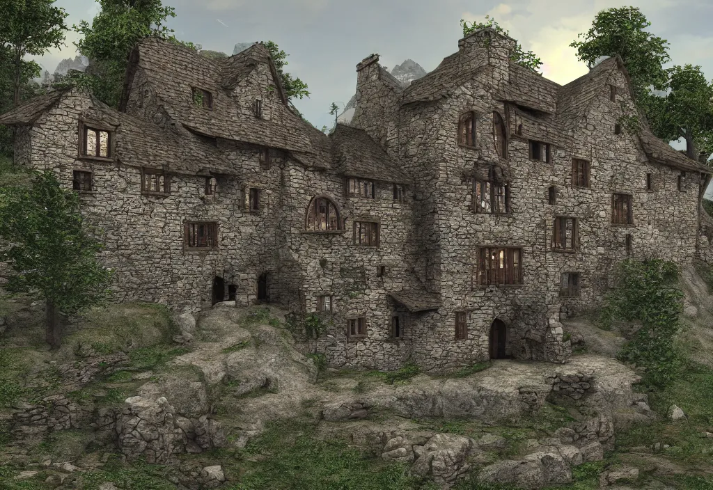 Medieval Stone House - Blueprints for MineCraft Houses, Castles