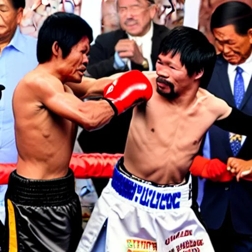 Image similar to manny pacquiao punching ferdinand marcos in the face