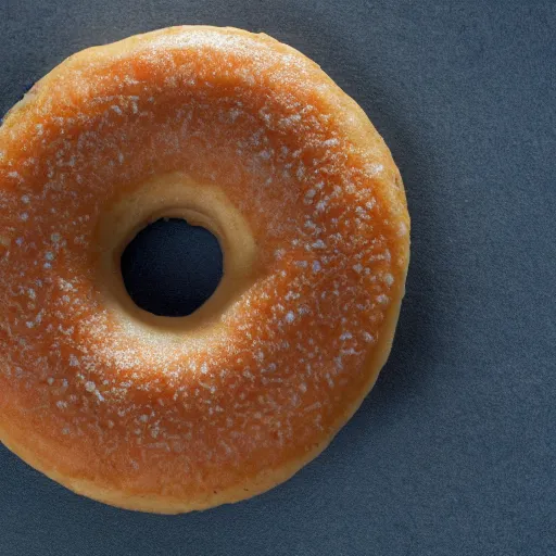 Image similar to Perfectly circular donut!!!!! in the style of a chocolate chip cookie!!!!!!, trending on artstation, 4k, 8k, professional photography, overhead shot, 35mm lens