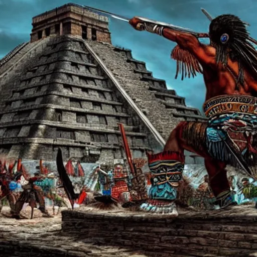 Prompt: tenochtitlan the aztec capital, aztec, mayan, epic, history, assassins creed, epic art, historic, painting, america