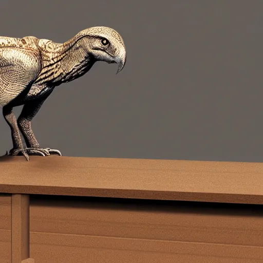 Prompt: photo of raptor invented computer, vray