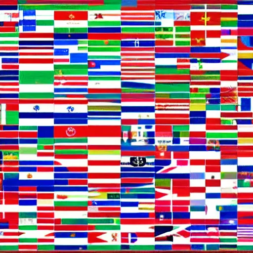 Prompt: the flag of every country mixed into one