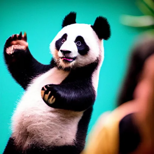 Prompt: panda dancing at an eletronic party