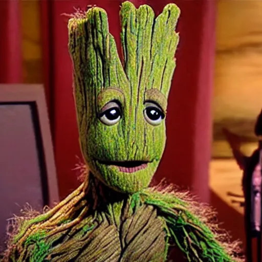 Image similar to groot in the muppet show