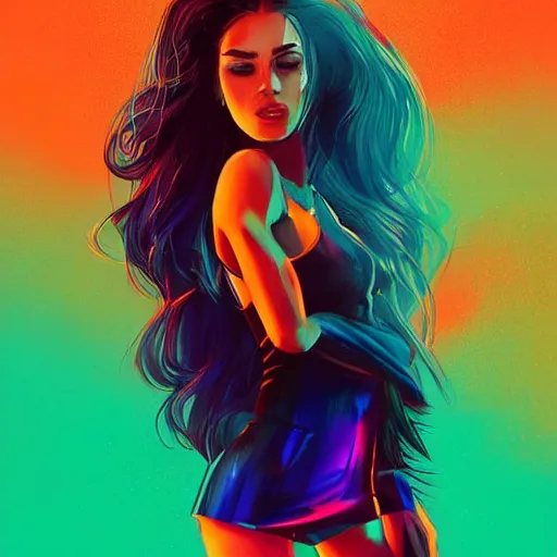 Prompt: electric woman, cute - fine - face, pretty face, oil slick hair, realistic shaded perfect face, extremely fine details, realistic shaded lighting, dynamic background, by alena aenami, artgerm
