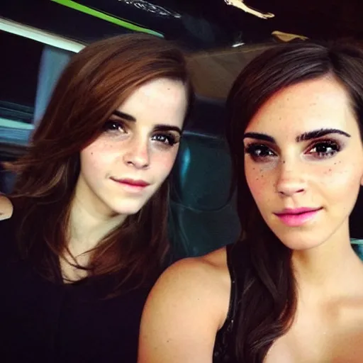 Image similar to a woman who is a combination of emma watson and kim kardashian, selfie