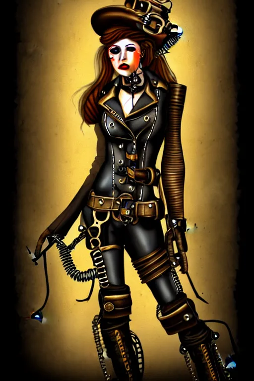 Image similar to steampunk biker girl by karl kopinski